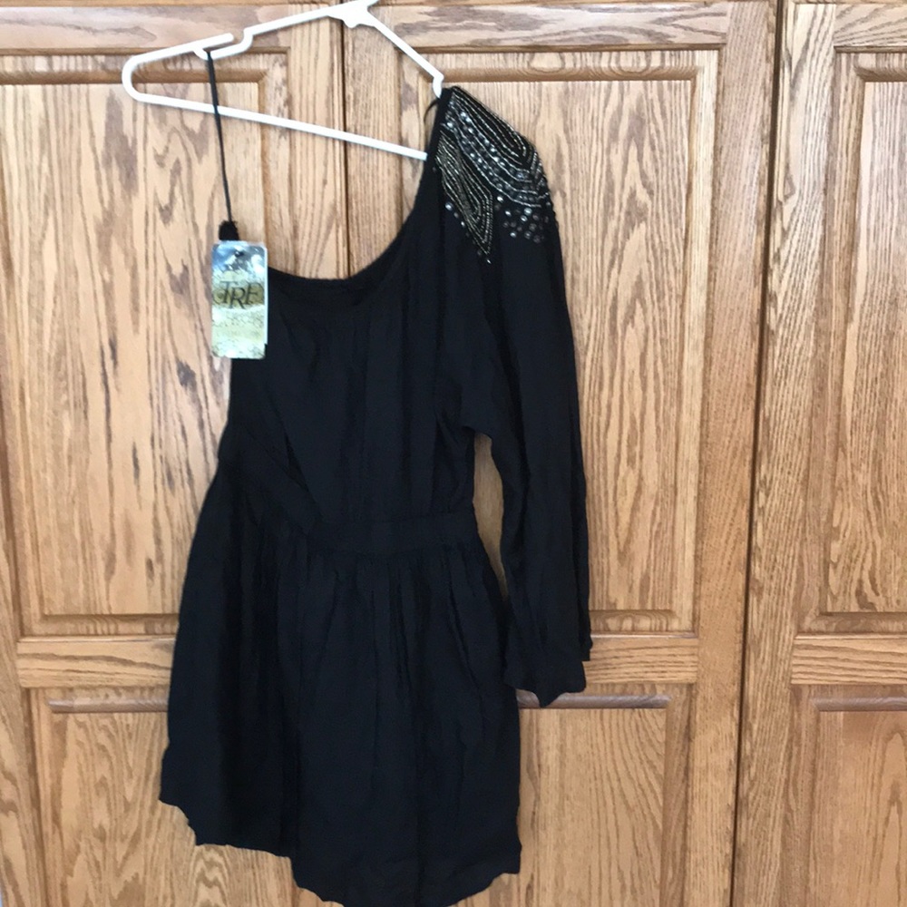 Black one shoulder dress new Zara
